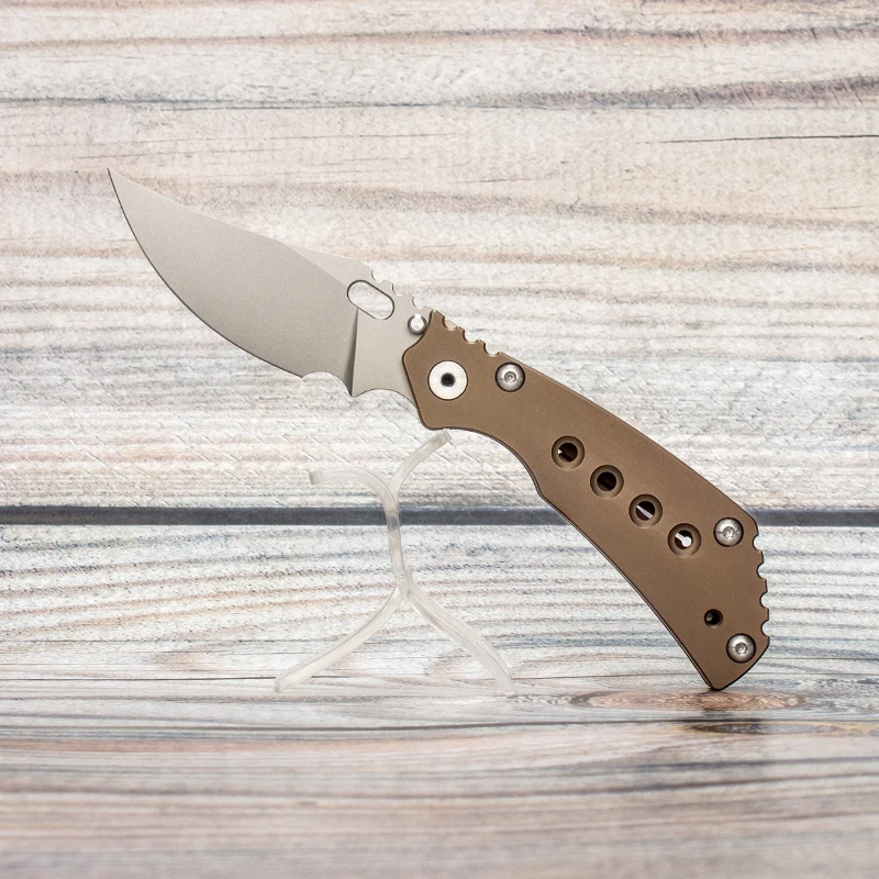 EVIL EYES Made Strider PT Folding Knife CPM 20CV Blade Custom Brown Titanium Handle Pocket EDC Outdoor Tactical Survival Tools