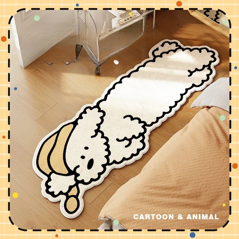 

Cartoon Dog Imitation Cashmere Carpet Bedroom Room Living Room Coffee Table Sofa Thickened Short Rug End of Bed