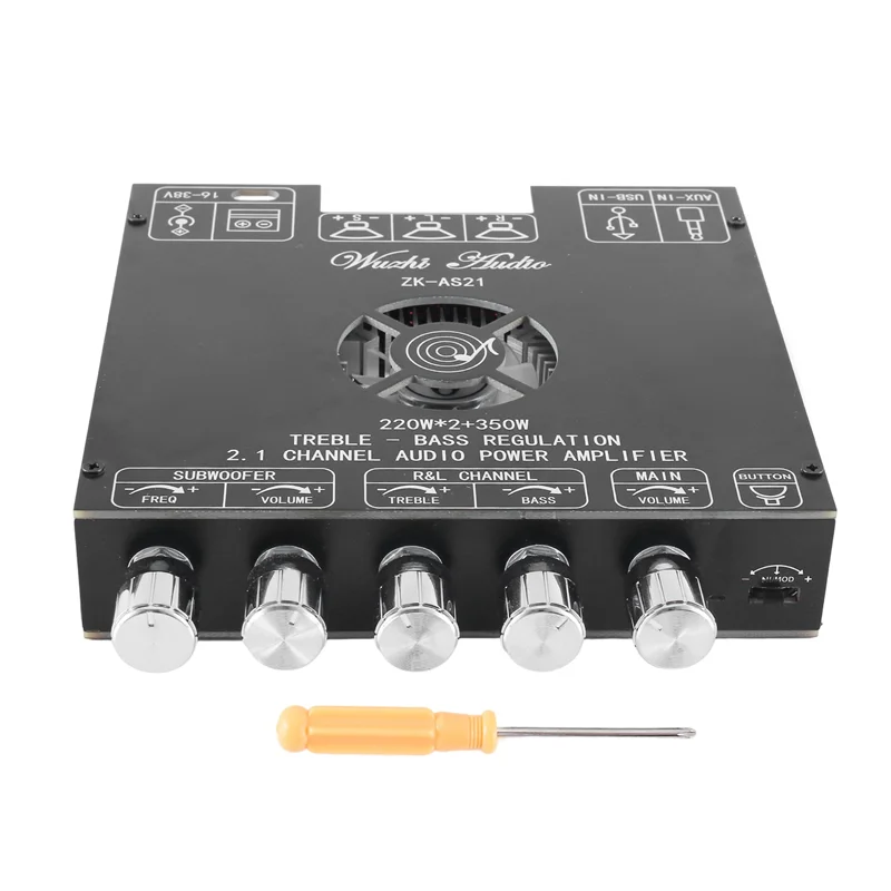 

Classy-ZK-AS21 Digital Bluetooth Audio Amplifier Board Subwoofer 220Wx2+350W 2.1Channel TPA3255 Audio Power Amplifier Module