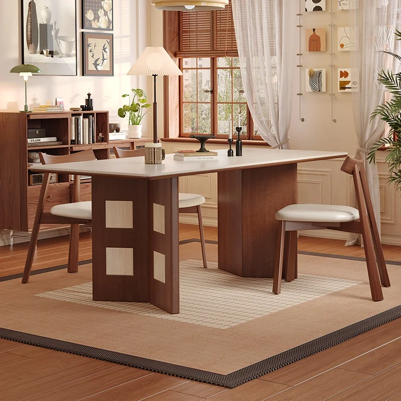 #American Vintage Slate Dining Table Stone Slab 2025 New Style HomeSmall Apartment Medieval Style Antique Disassembly & Assembly