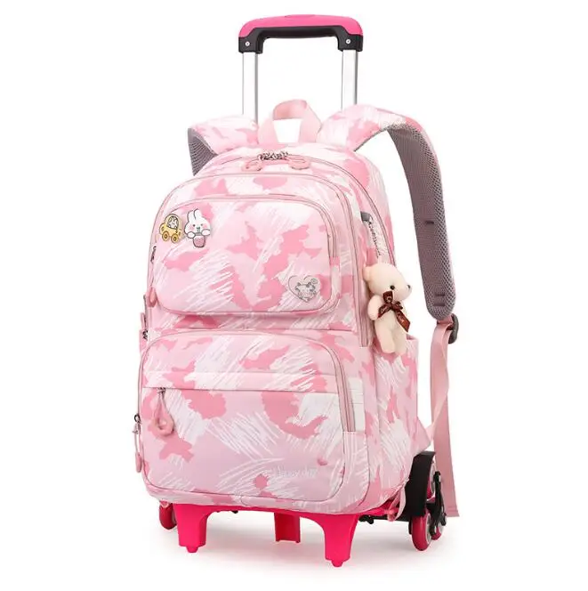 Kids School bookbag On Wheels School Trolley Bag for girls School Rolling backpack For Girls 16 inch School Wheeled Backpack bag