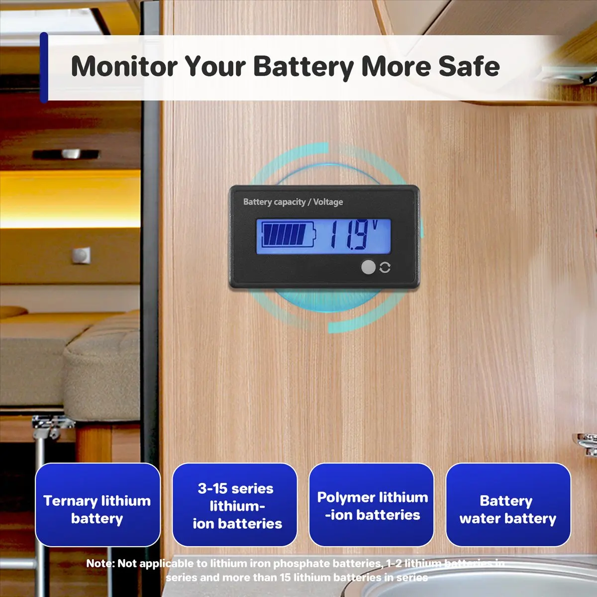 Battery Meter Battery Capacity Voltage Monitor, DC 12/24/36/48/60/72/84V Battery Capacity Voltage Gauge Indicator-FABY