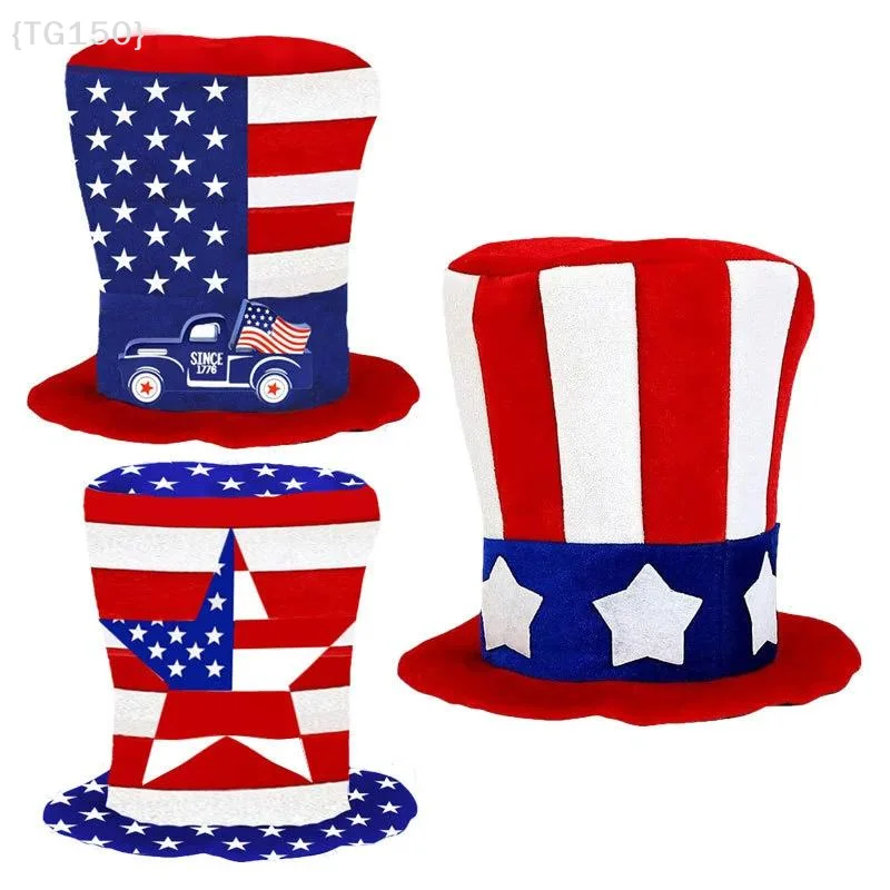 【TG150-M3】Gorra de Uncle Sam para el 4 de julio - Artículos para fiestas patrióticas, Día de la Bandera Americana, Día de los Caídos, Accesorios de Halloween