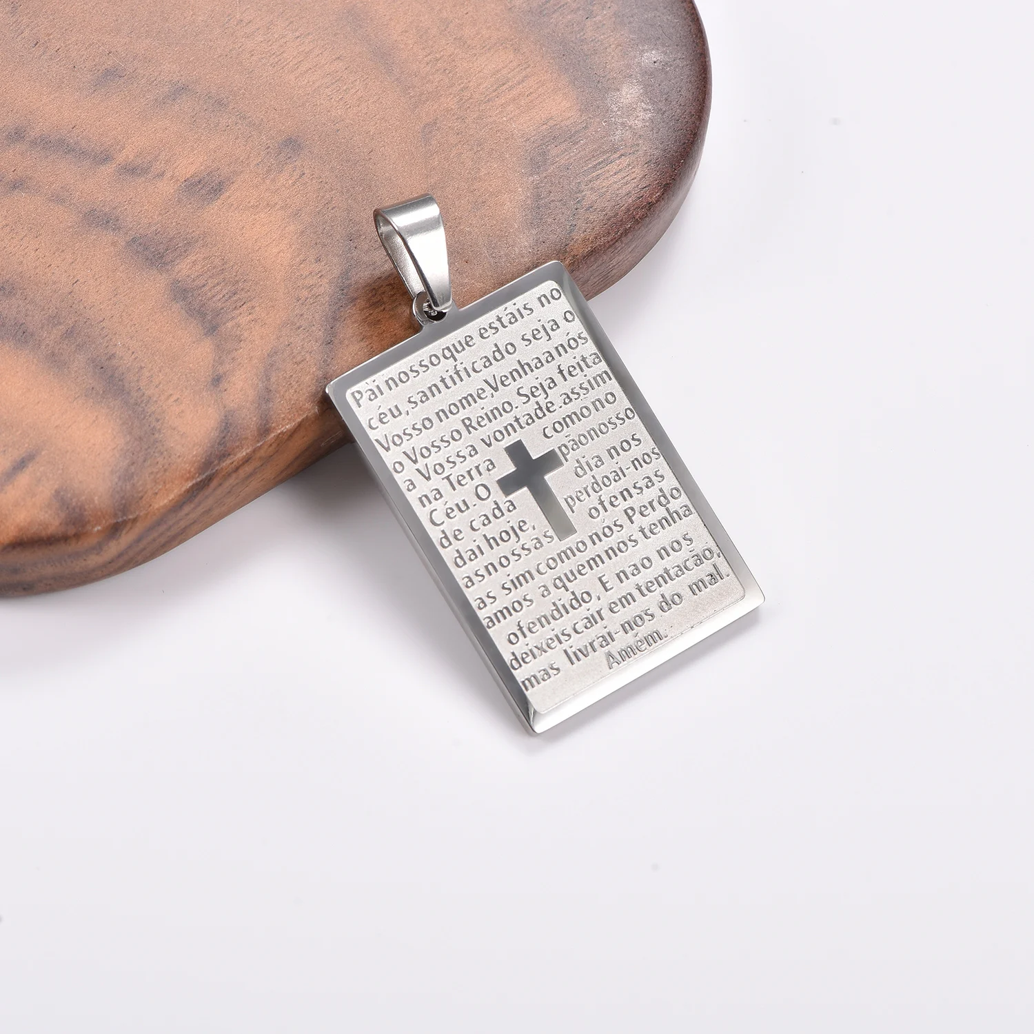 Portugiesische Bibel-Gebetskette Kreuz Edelstahl Religiöser Amulett-Anhänger Hip-Hop Christlicher Schmuck für Männer und Frauen – Detail 5