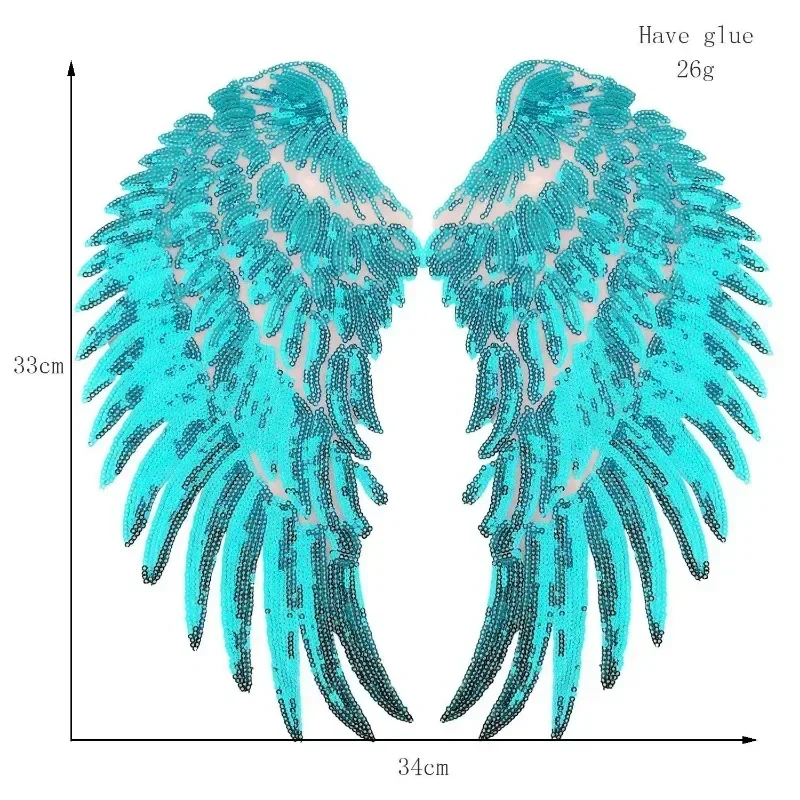1 Pair Large Sequin Wing Patch Sequins Angel Wings Patches Sewing Patches for Clothing Feather Patch for T-shirt Dress Hoodies