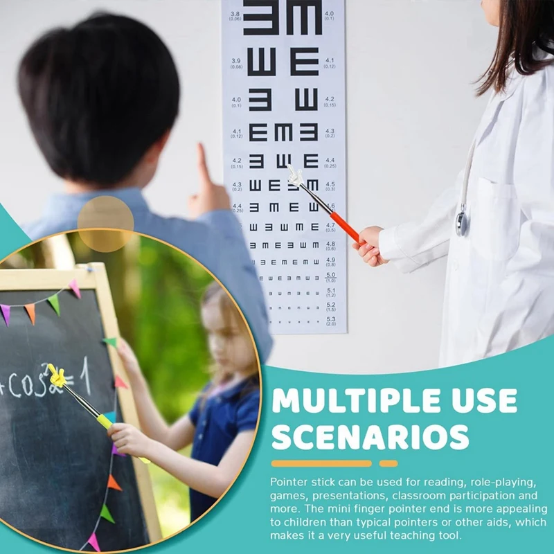 4 Pcs Teacher Pointer Stick Telescoping Hand Pointer Retractable Pointer Finger Reading Aid For Presentation Whiteboard