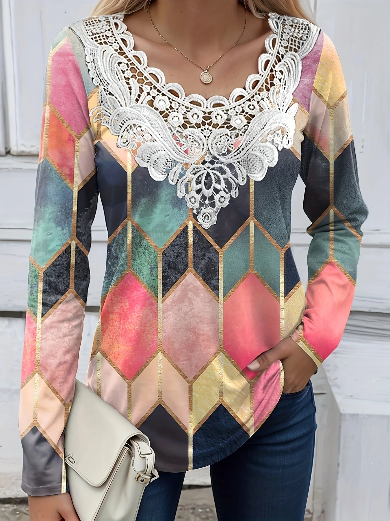 

Элегантная повседневная женская футболка больших размеров, модная свободная футболка, женская темпераментная футболка с длинными рукавами, праздничная футболка выходного дня