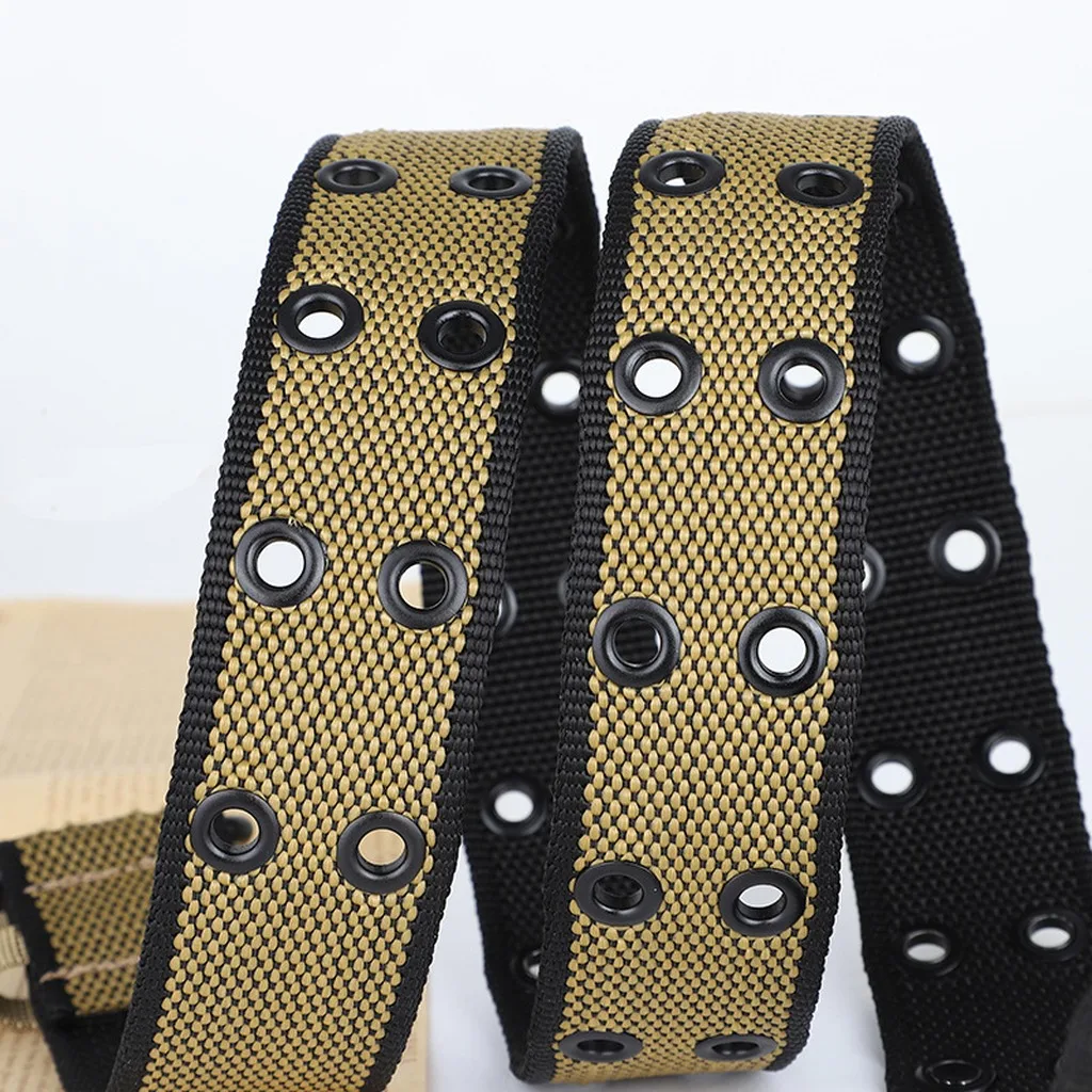Casual Canvas Belt Double Prong Adjustable Webbing Belt Unisex Canvas Belt Lightweight For Outdoor Jeans Daily Commute