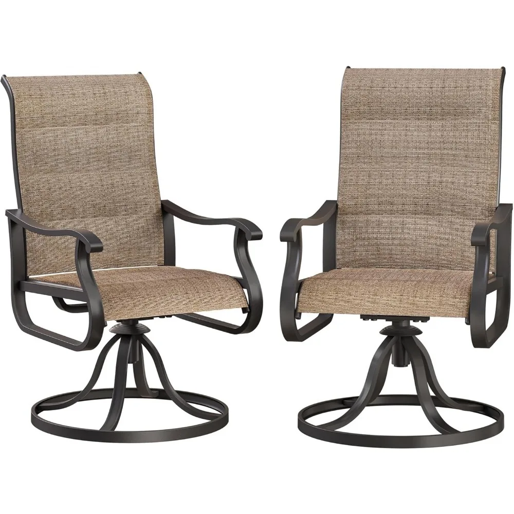 Patio Swivel Chairs Set of 2, Outdoor Dining Chairs with High Back, All-Weather Swivel Rocker Chair for Lawn, Porch or Garden