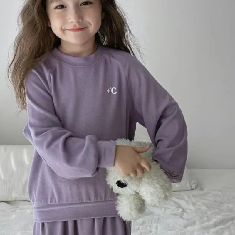 Boys Autumn Winter Thermal Keep Warm Pajama Sets Loose Casual Long Sleeve Kids Warm Sleepwear for Children Seasonal Essential