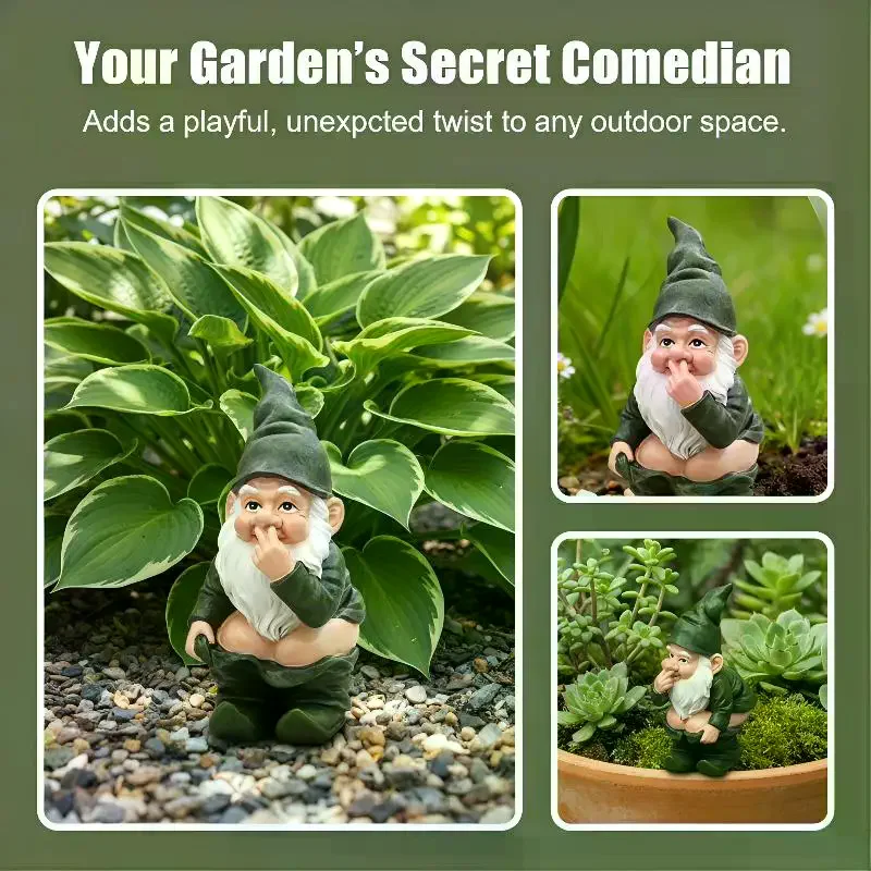 Funny Pooping Mini Statue, Naughty Resin Garden Gnome For Decor, Miniature Dwarf Gnome Figurine For Home Garden Ornament