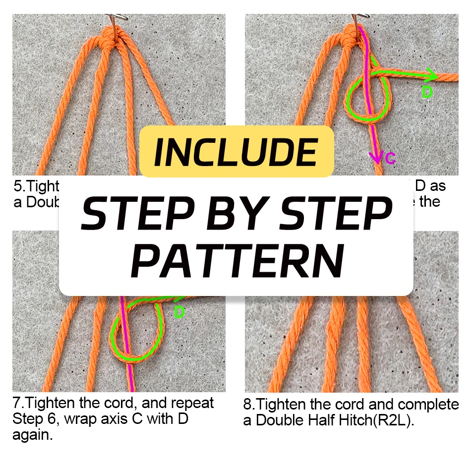 Bohemian Vintage Macrame Kit with Tutorial Beach Elements DIY Handcraft Set for Bookmarks & Curtain Tiebacks Beginner-Friendly