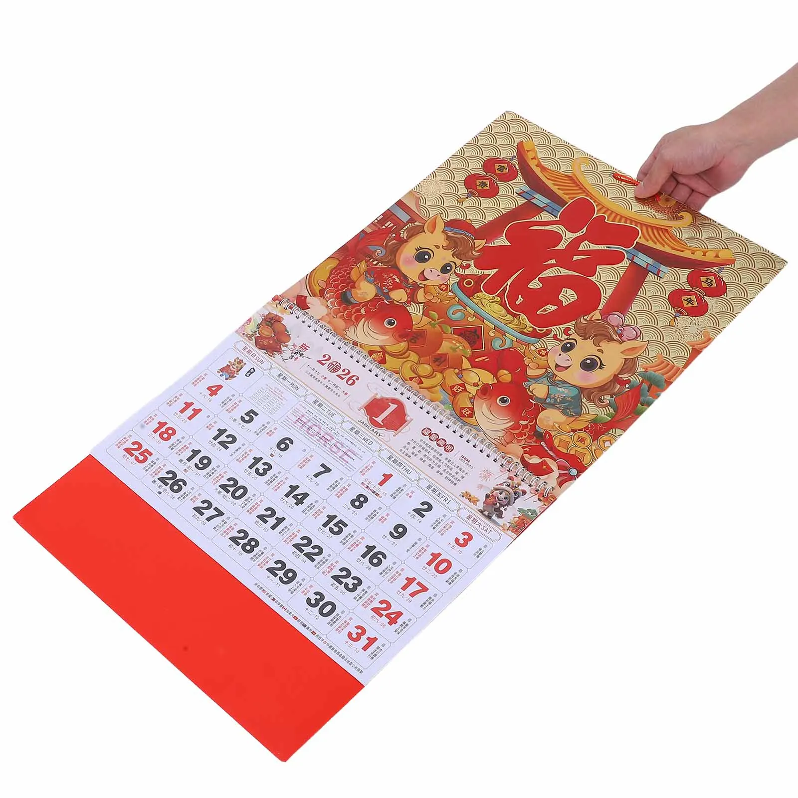 

2026 Wall Calendar 12 Months Horse Zodiac Theme Lunar Year Decor For Home Office Clear Date Display 24 Solar Terms Lucky Fu