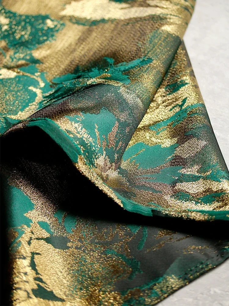 Dark Green Radiant Jacquard Fabric High-grade Four-piece Dress Jacket Clothing Designer Fabrics