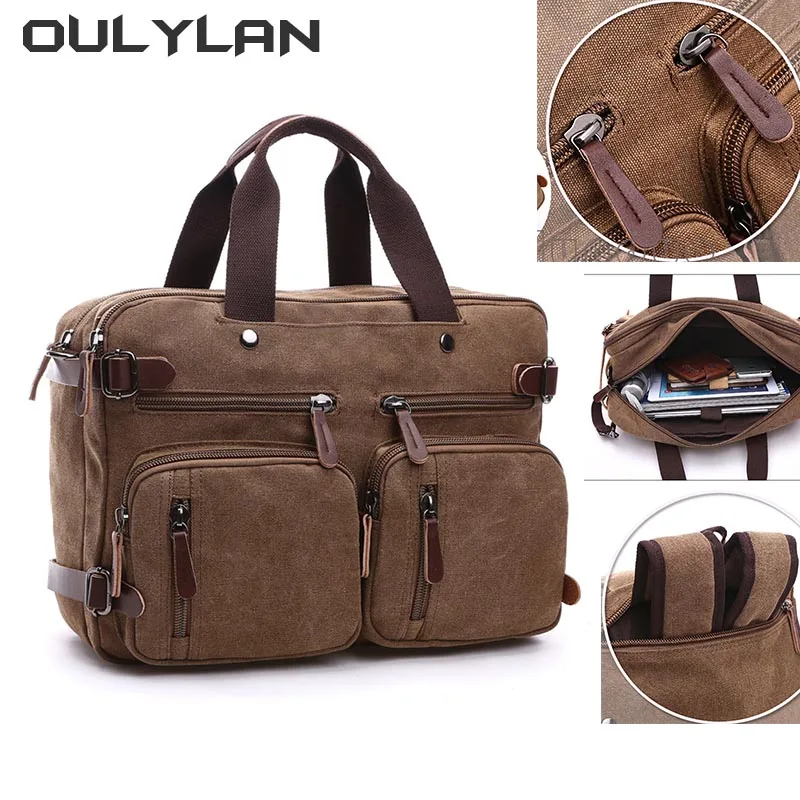 2024 Backpack Two Sizes Canvas Bag Men Business Briefcase Hand-held Handbag Large Capacity Computer Storage Bag Shoulder Bag