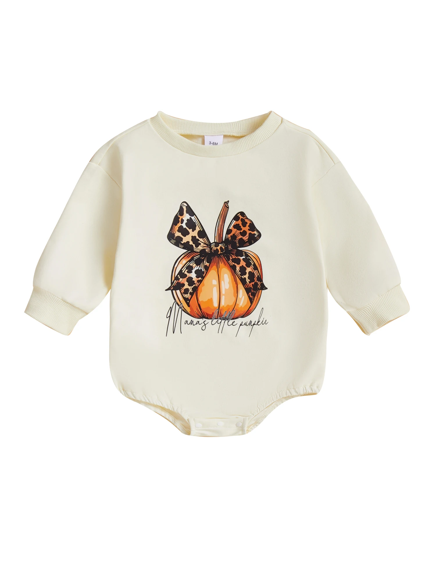 

Infant Halloween Costume Jumpsuit with Pumpkin Turkey Print Long Sleeve Round Neck Bodysuit for Newborn Boys and Girls Fall
