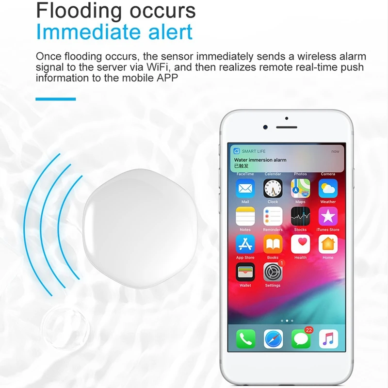Sensor de inmersión de agua YFD22, Sensor de fugas, enlace situacional Tuya Zigbee, 450Mah, alarma de Sensor de fugas y desbordamiento