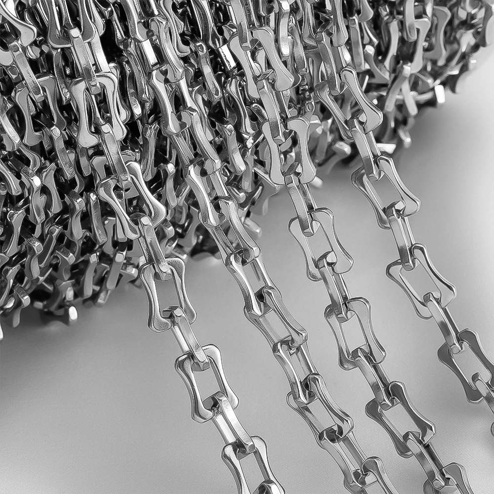 

1Meter Stainless Steel Cool Tone Design Necklaces Chain Link Chains DIY Hip Hop Bracelets Bag Jewelry Making Supplies Punk Chain