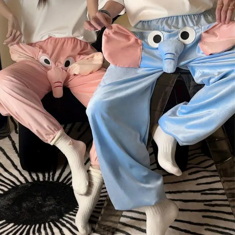 Elephant Pajamas Flannel Sleepwear Pants With Big Nose And Ears Cute Elephant Animal Trousers Couple Homewear For Winter