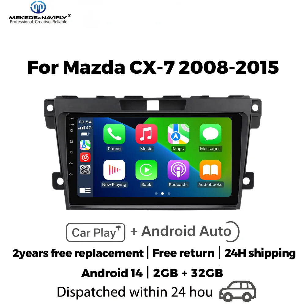 

MEKEDE&NAVIFLY For Mazda Cx-7 cx7 2008-2015 Android 14 Carplay AUTO Car Radio Central Multimedia Players intelligent Car systems