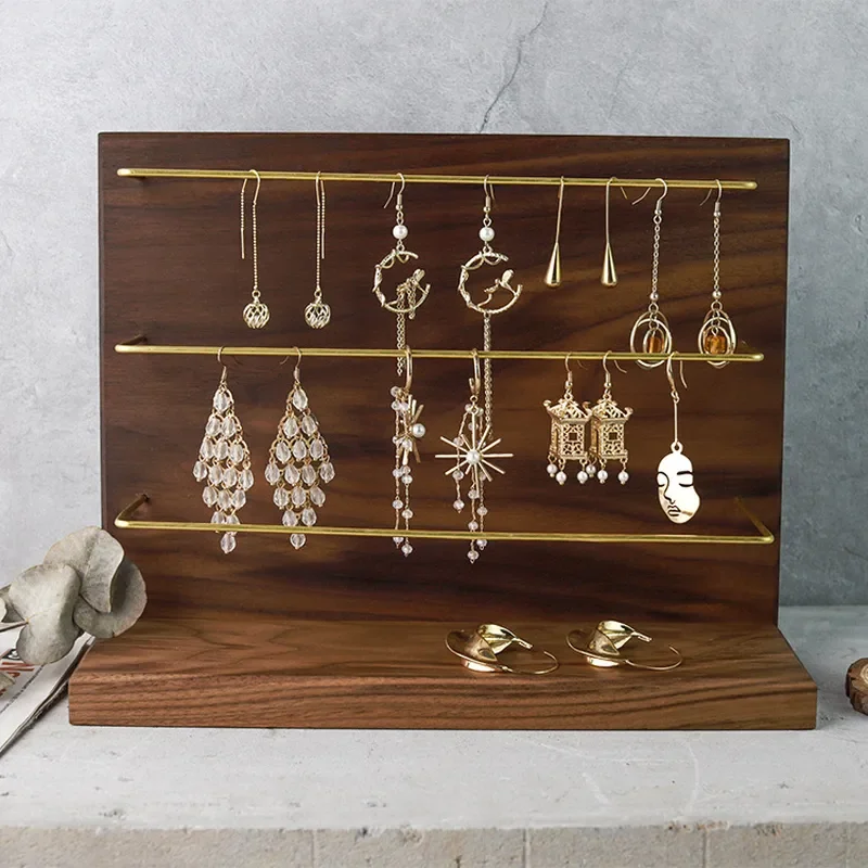 Walnut earrings jewelry storage display stand, earrings shooting props, window jewelry display