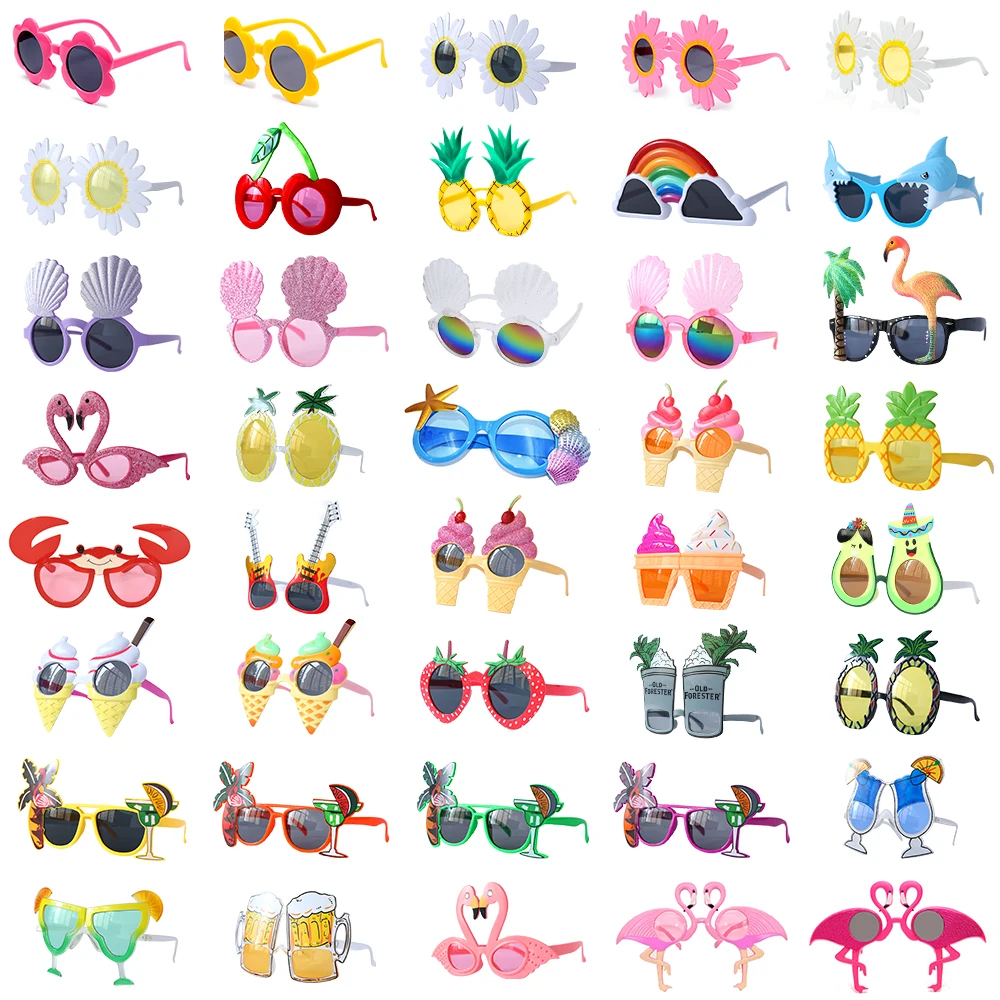 Hawaii Beach Party Pink Flamingo Party Tropical Decorations Funny Glasses Pineapple Sunglasses Summer Luau Hawaiian Party Event