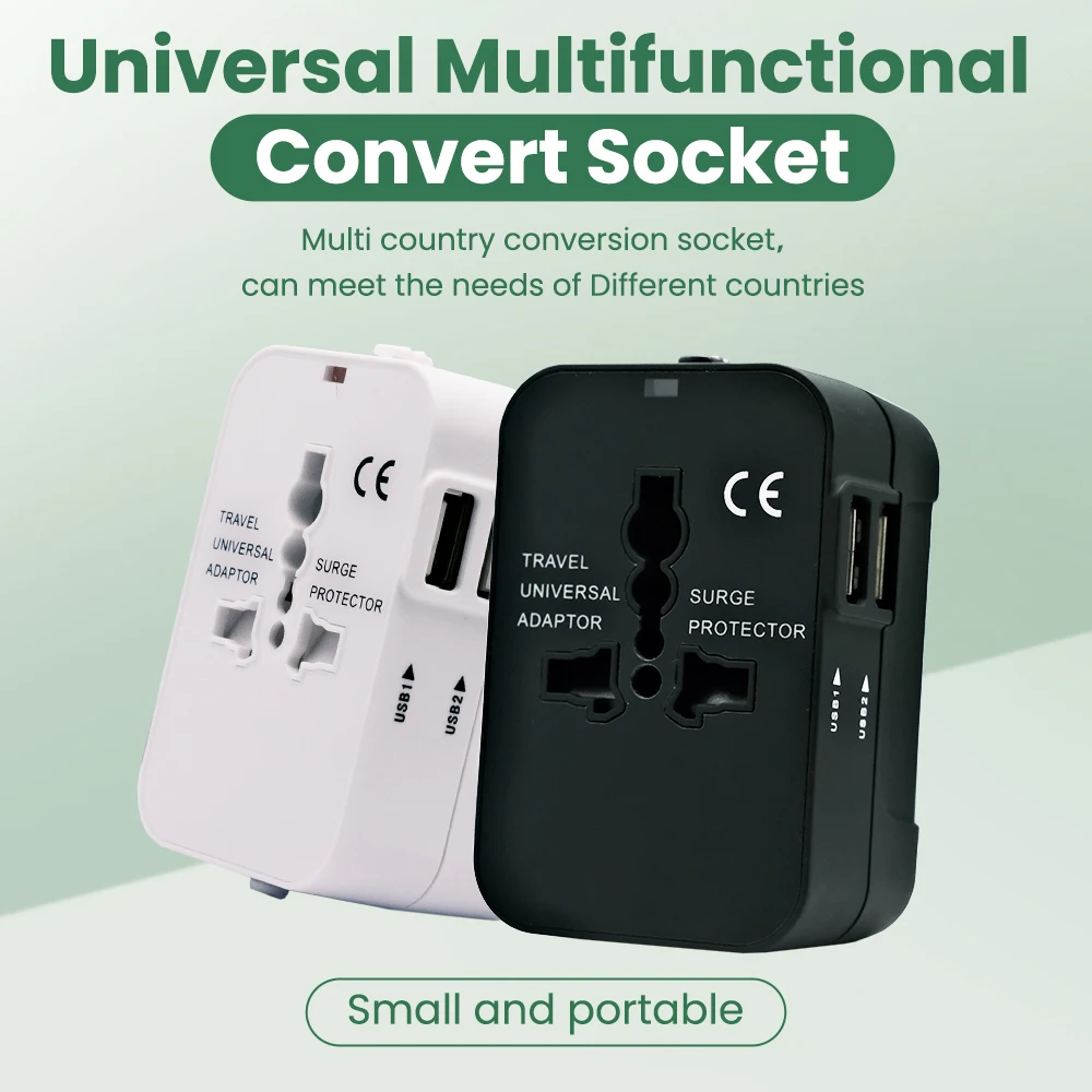 

Universal Travel Adapter AU UK US AU AC Power Charger Adapter OutletConverter Socket Plug Adaptor Connector with Dual USB Port