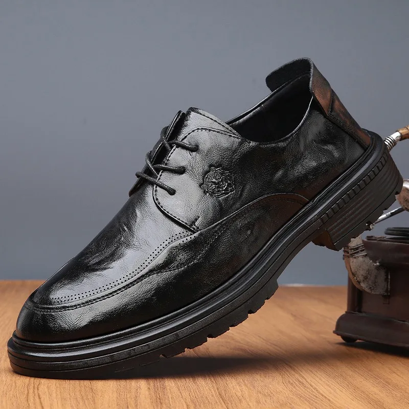 platform black wedding shoes man casual business designer luxury shoes high quality mens brown dress shoes leather