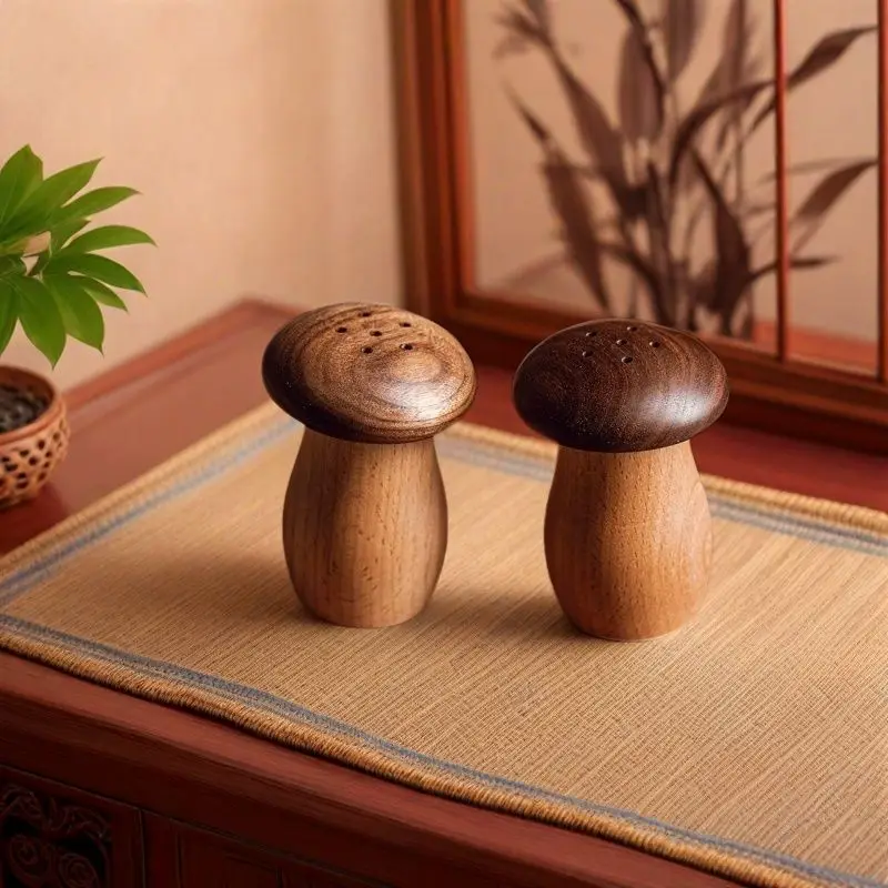 Loverly Mushroom Toothpick Holder Practical Solid Wood Household Toothpick Storage Box Jar Home Decoration Kitchen Supplies