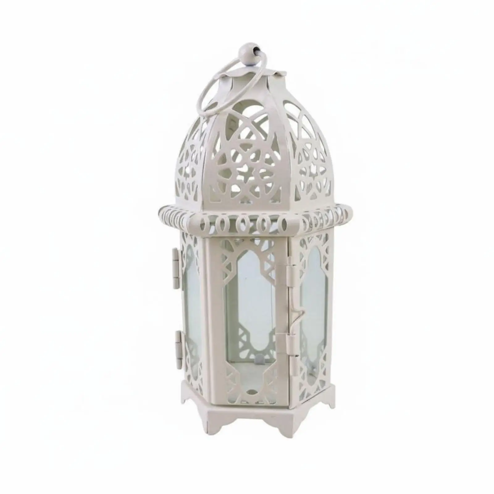 Elegant Iron Candle Holder Lantern with Top Loop for Hanging or Flat Surface Display Home Dinner Mood Lighting