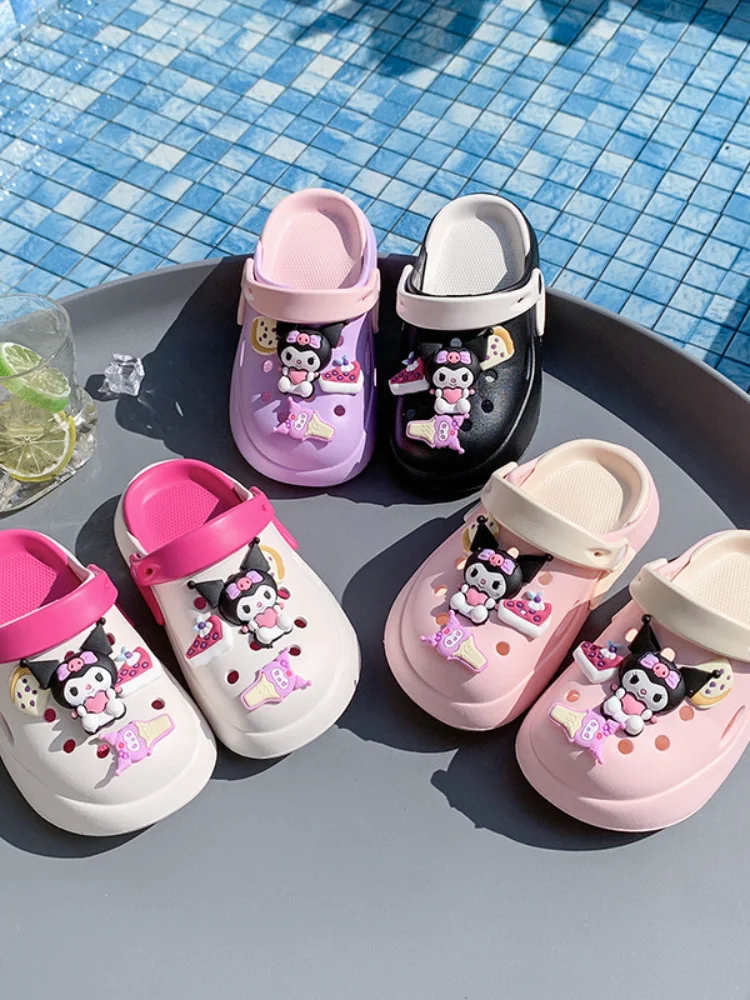 

Sanrio Children Kuromi Garden Shoes Kawaii Kids Summer Beach Shoes Sandal Slippers Home Shoes Casual Shoes Cartoon Anime student
