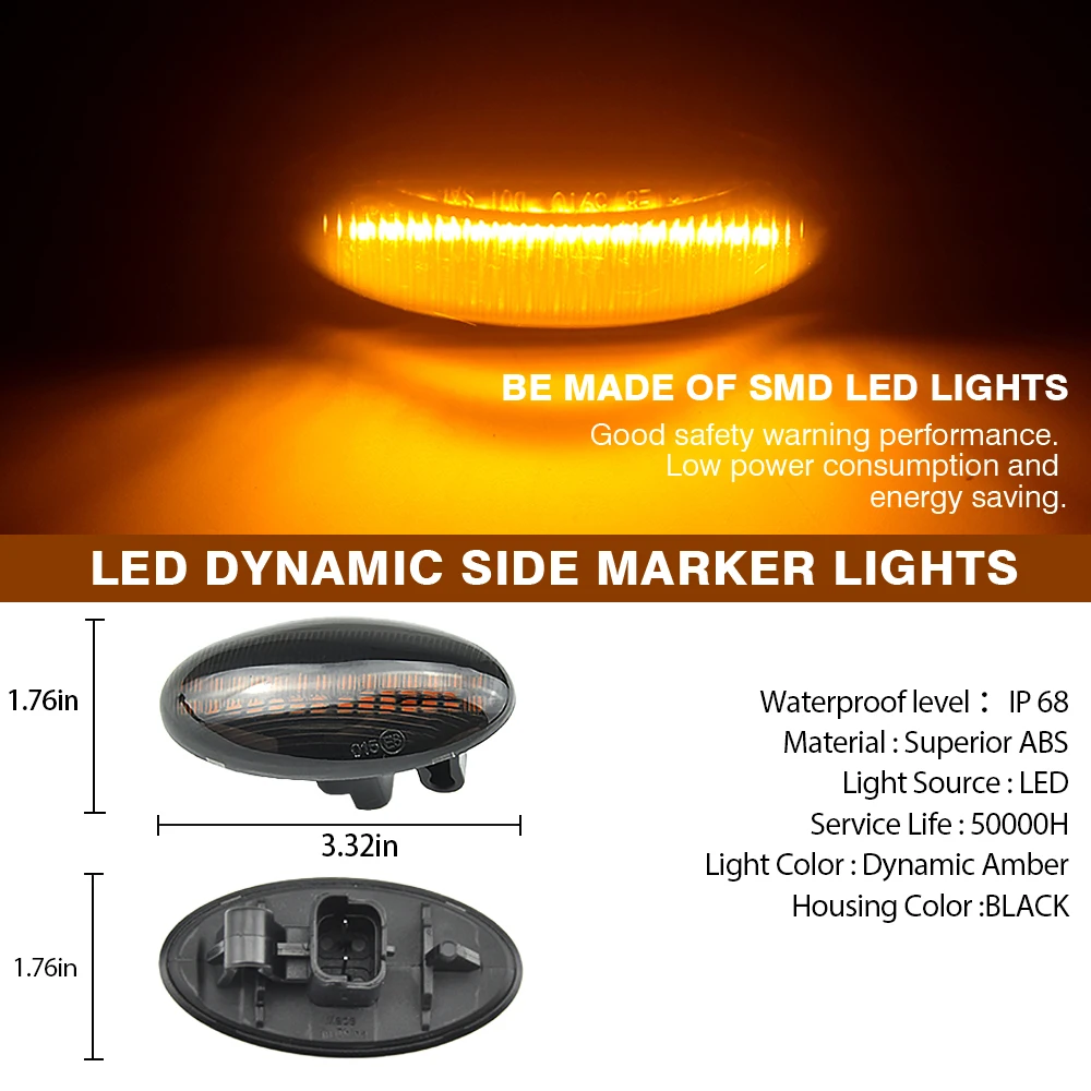 For Peugeot 307 206 207 407 107 For Citroen C1 C2 C3 Jumpy Dynamic LED Side Marker Flowing Turn Signal Light Sequential Blinker