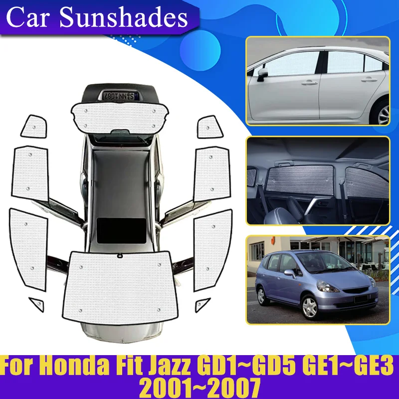 

Car Full Coverage Sunshades For Honda Fit Jazz GD1~GD5 GE1~GE3 2001-2007 Anti-UV Privacy Blocks Heat insulation Car Accessories