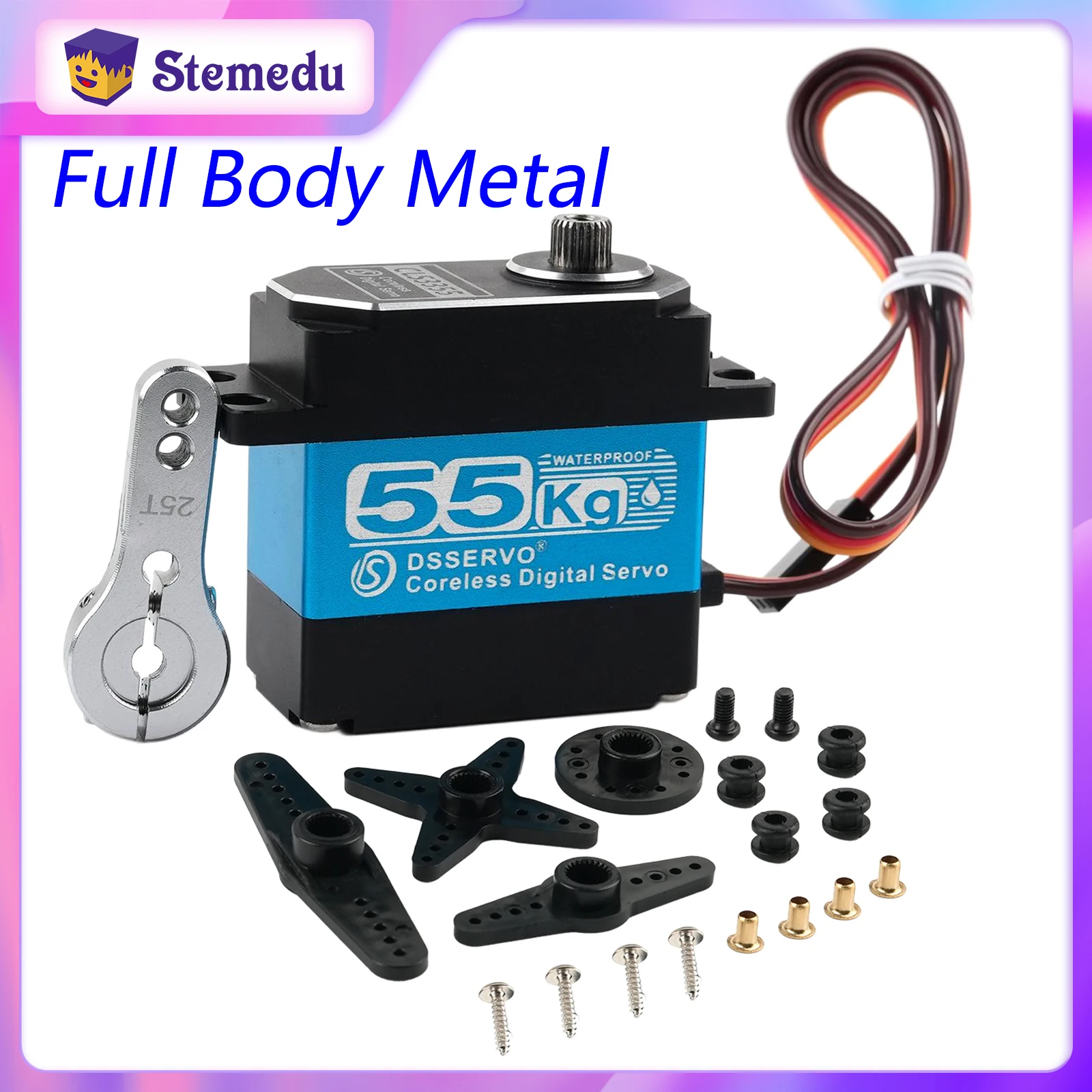 

55KG DSservo CLS3355 High Torque Full CNC Metal Gear Waterproof IP67 Corelesss Digital Servo for 1:8 1:10 Scale RC Cars Robot