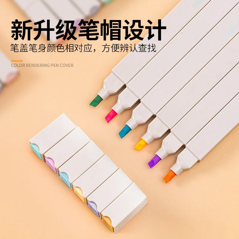 6pcs/set Students Highlighter Kawaii Stationery Color Marker School Supplies Student Marker Textbook Highlighter For Kids Girls