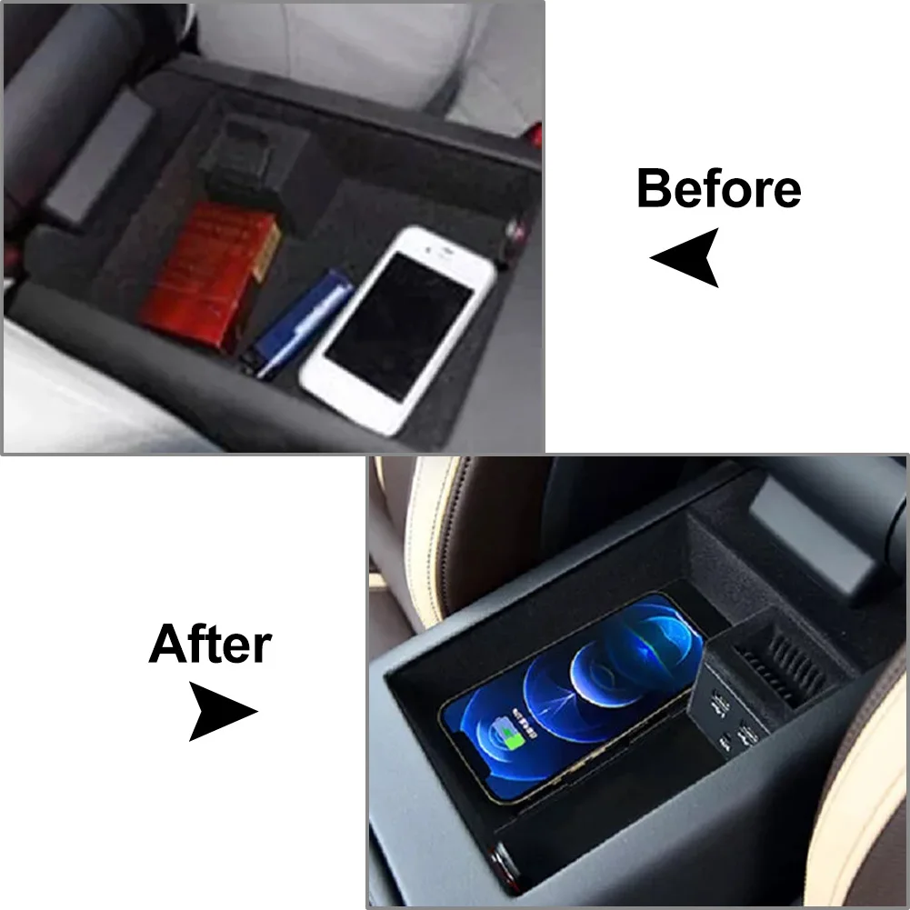 Auto Wireless Charger Storage Box Phone Charging Pad For Audi A6L / RS6 / A7 / S6 2016 2017 2018