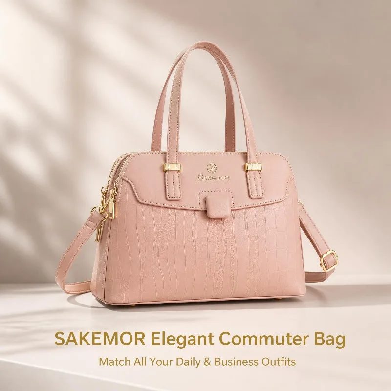 Multi Pocket Women Handbag Elegant Textured Shoulder Bag Adjustable Strap Daily Shopping Travel Crossbody Purse for Ladies