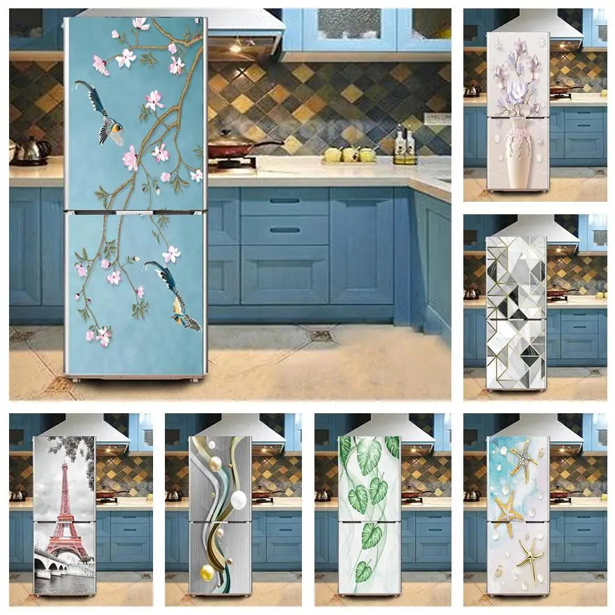 3d Sticker Refrigerator Waterproof Kitchen Wallpaper Furniture Decoration Poster Door Mural Refrigerator Cover Decals