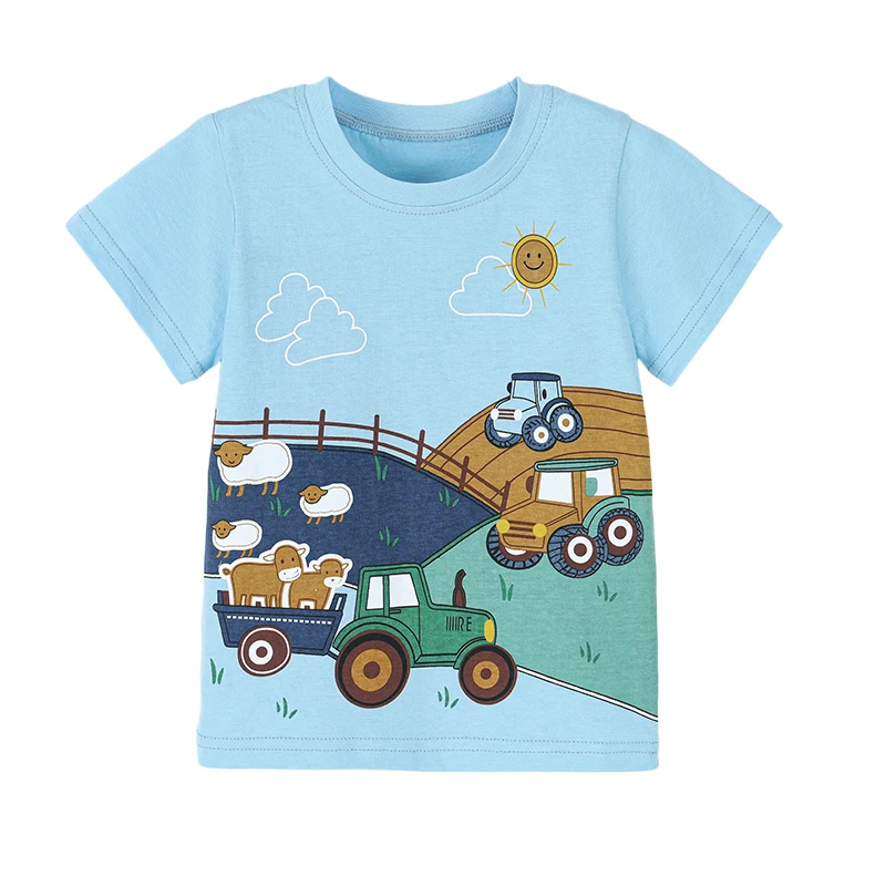 Little Maven 2026 Neue Sommer-Babykleidung für Jungen, Kinderkleidung, Oberteile, T-Shirts mit Cartoon-Traktoren, T-Shirts für Teenager – Detail 2