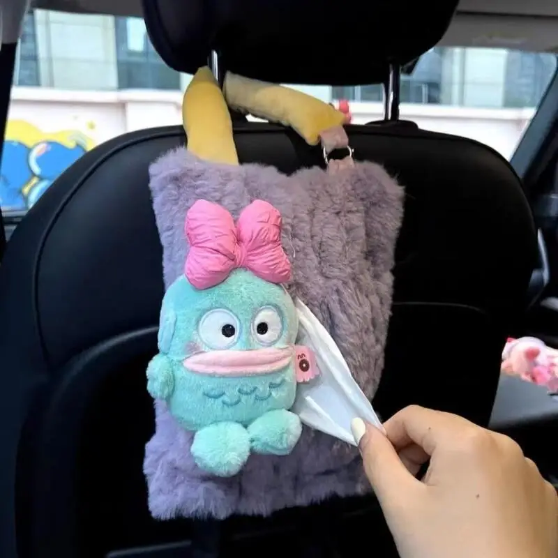 

Kawaii Hangyodon Car Tissue Box Sanrio Plush Armrest Box Tissue Cover Seat Back Hanging Cartoon Car Interior Accessories Gift