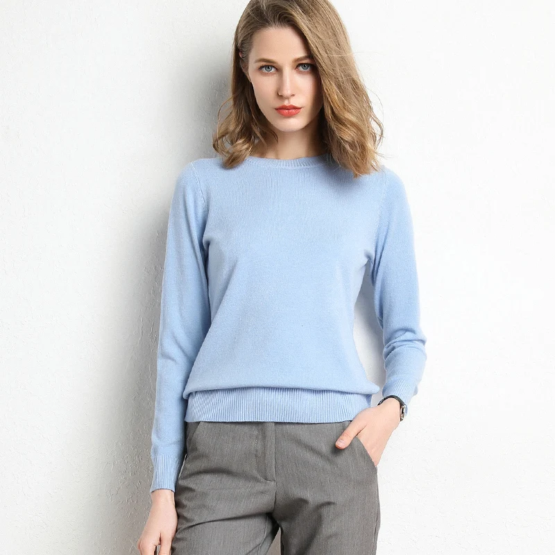 

Loose Long Sve ort Top round Ne Street Sle Pure Color Spring Autumn Women's Knitwear Comfortable A-Line Casual Top