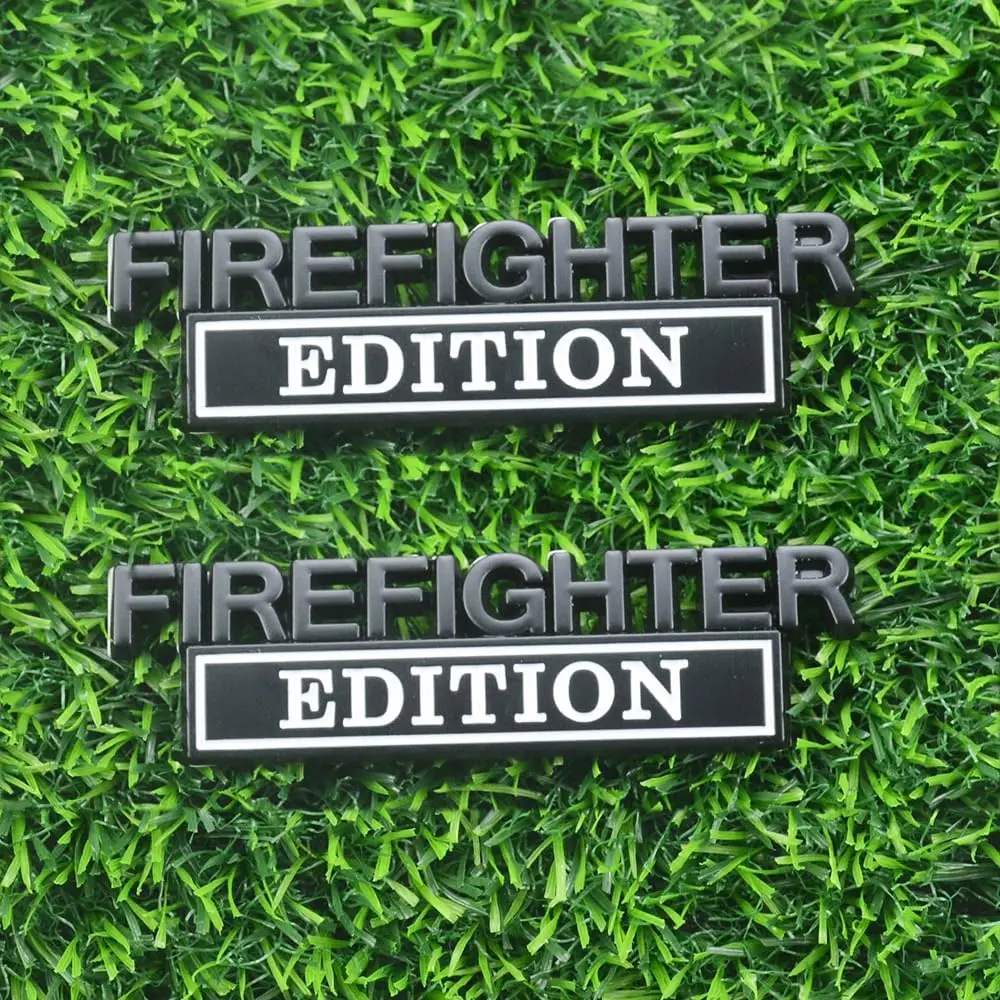 

2pcs Firefighter Edition Emblem 3D Metal Decal Car Logo Badge Fit for Pickup Truck Car Truck Motorcycle(Black White)