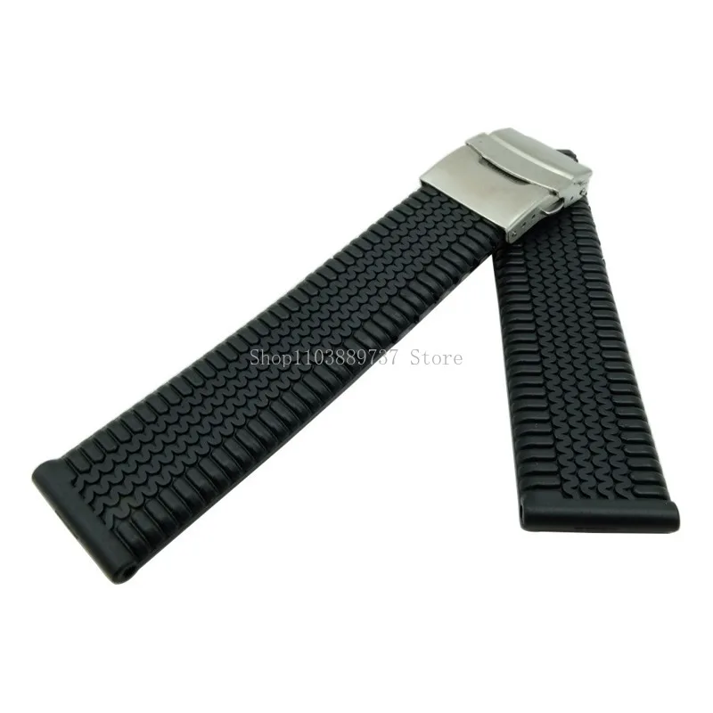 Silicone Watch Strap 20mm 22mm 24mm Soft Rubber WatchBand Men Women Folding Buckle Wristband Universal Waterproof Sport Bracelet