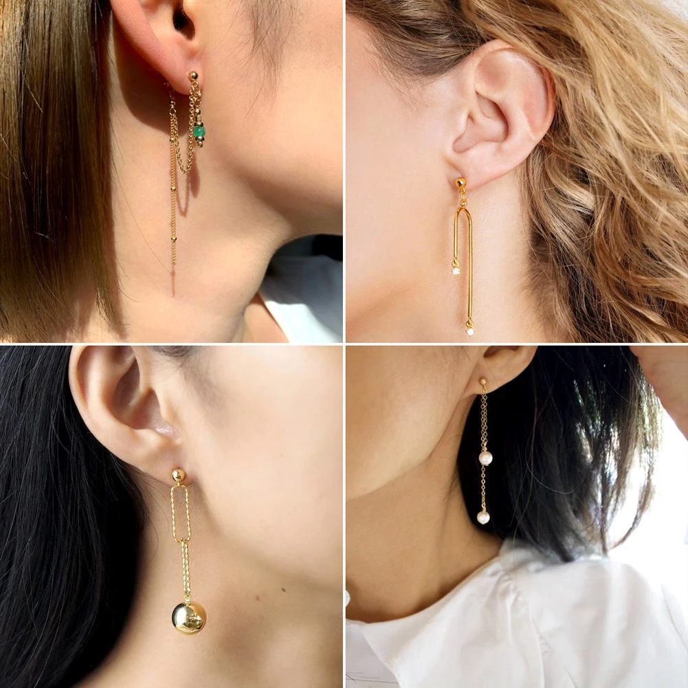50Pair 304 Stainless Steel Stud Earrings Hypoallergenic Earring For Women Jewelry Making Ear Stud Components Accessories Golden