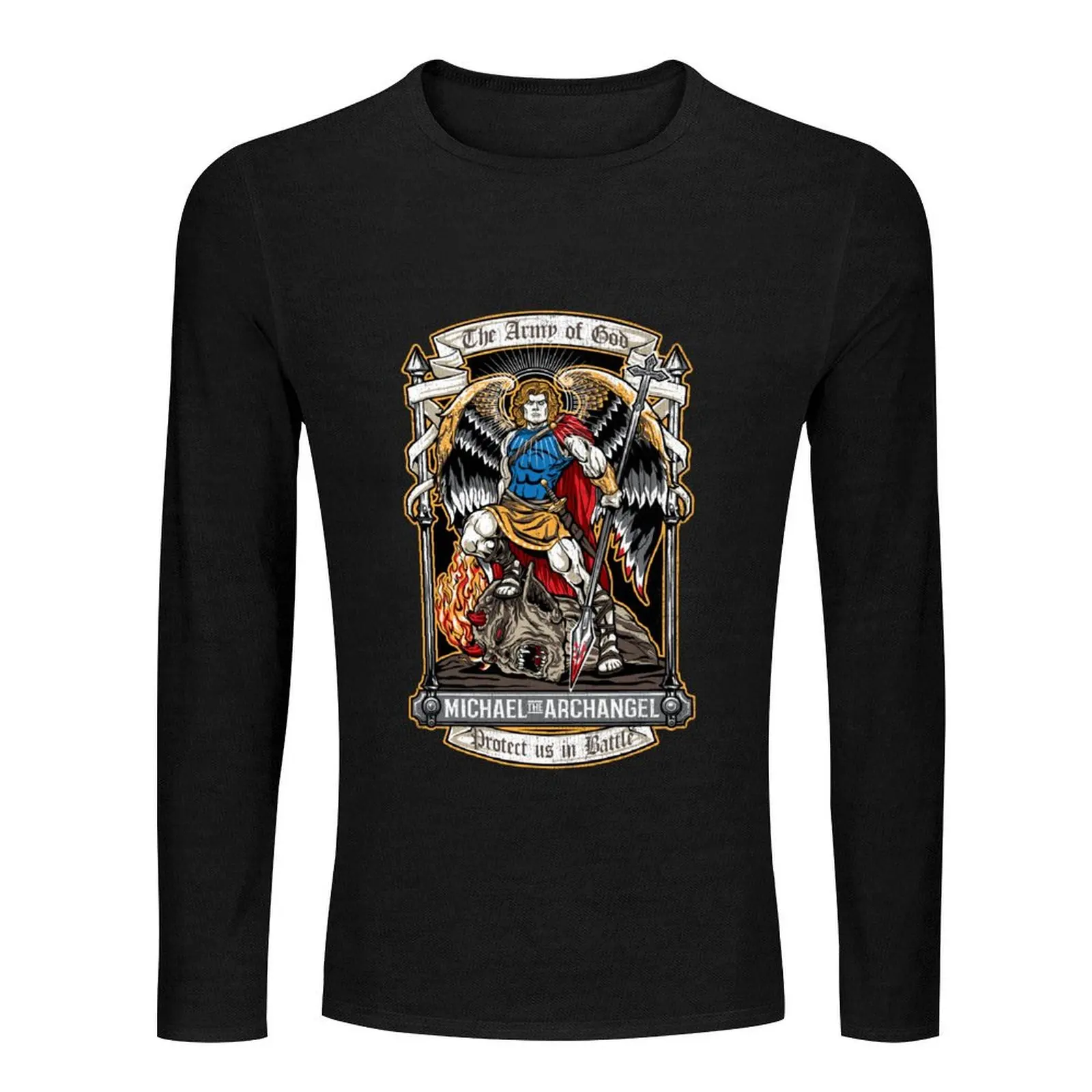 Saint Michael the Archangel Long T-Shirt Blouse T-shirt for a boy sweat shirt Men's cotton t-shirt