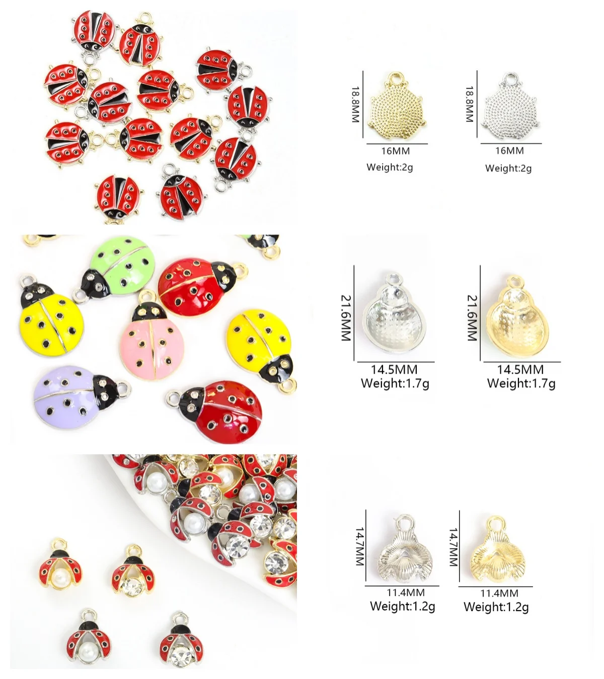 

100 шт./лот, подвеска в виде божьей коровки, подвесные подвески, сделай сам, фурнитура из сплава, подходит для браслета, ожерелья, брелка, изготовление ювелирных изделий