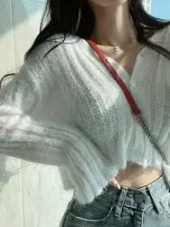 Women's Camere Sweater Thi Warm ort Knitted Cardigan Coat Sli Lazy Sle Autumn Winter Faion Straight Tube V-Ne...