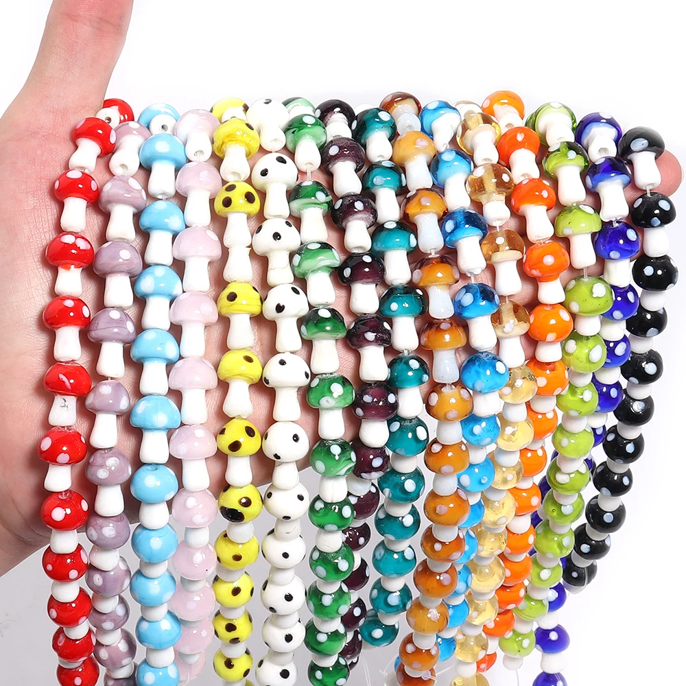 

High Quality Colourful Lampwork Beads Glass Mushroom Beads Loose Beads For Jewelry Making DIY Necklace Bracelet Accessories