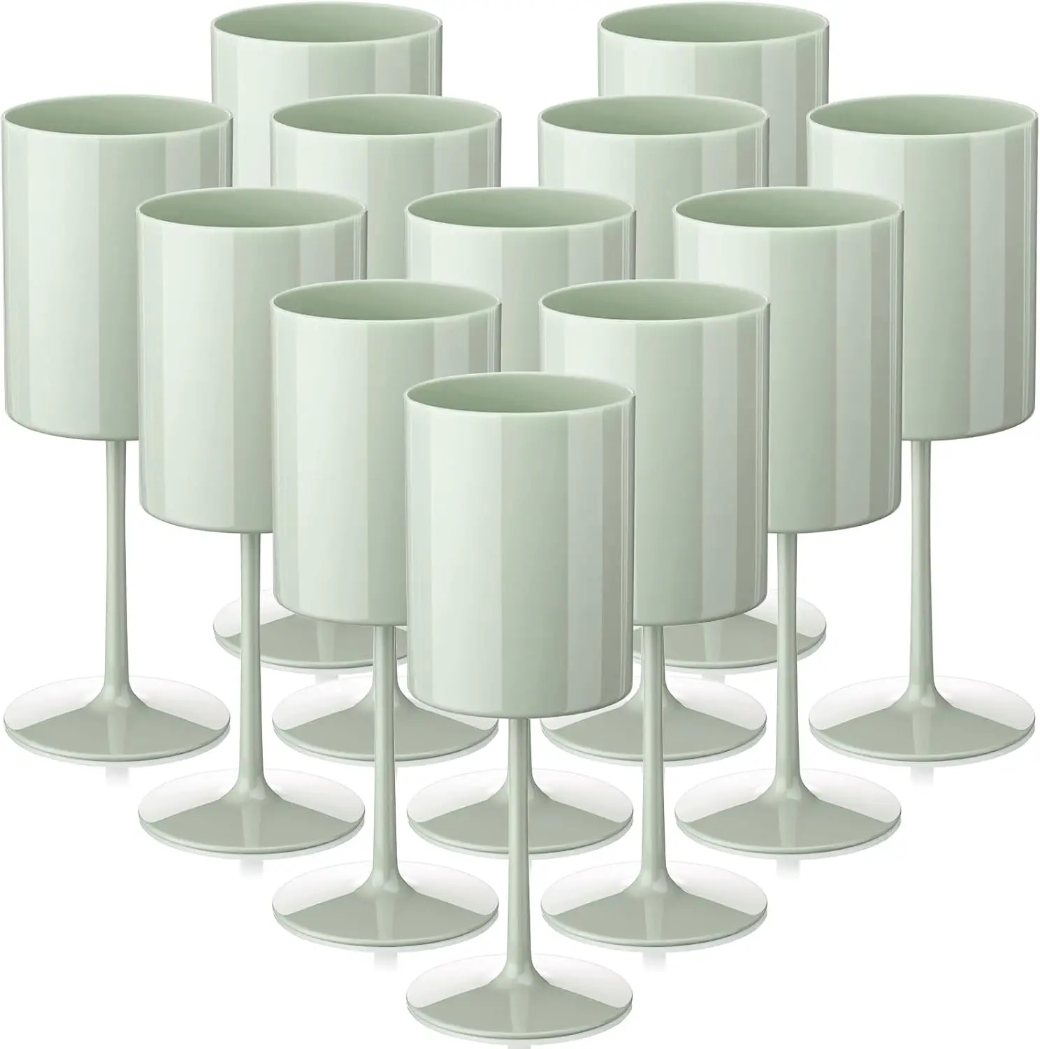 

12 шт. шалфейные зеленые акриловые бокалы для вина, 10 унций, бокалы для шампанского для украшения свадебной вечеринки