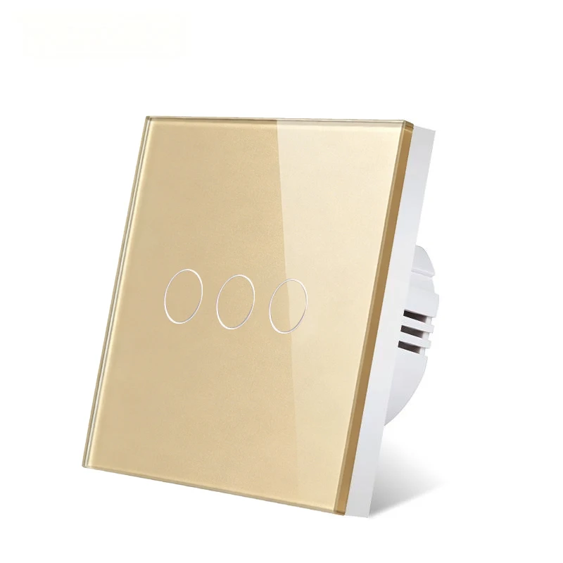 UBARO EU Standaard Touch Schakelaar Gehard Glas Paneel 1 Gang Wandlichtschakelaar AC110-240V Thuis Geen Neutrale Draad Vereist